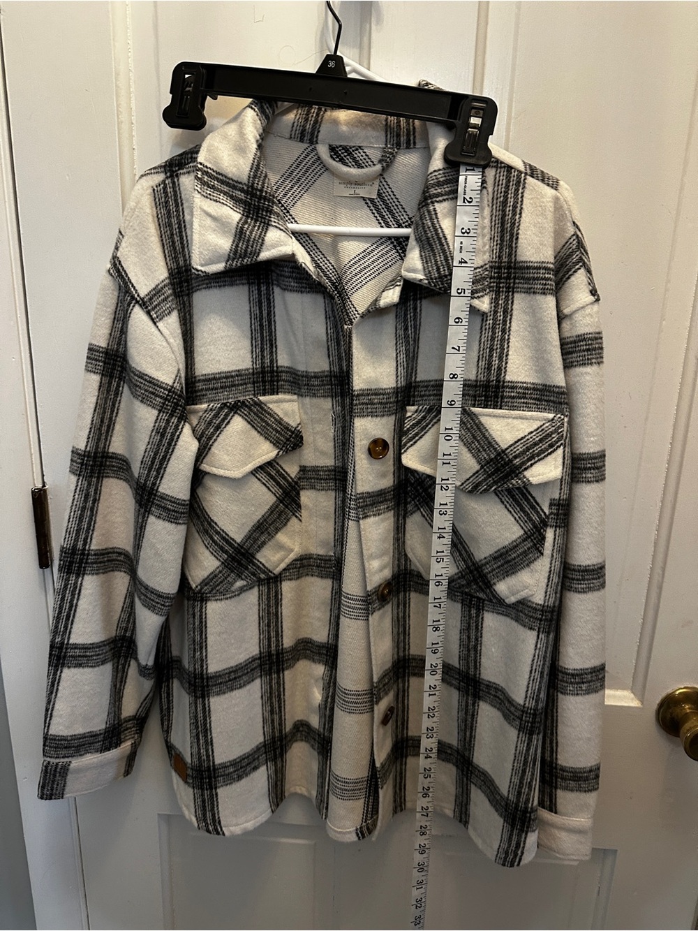 Simply Southern Black & White Plaid Utility Shacket